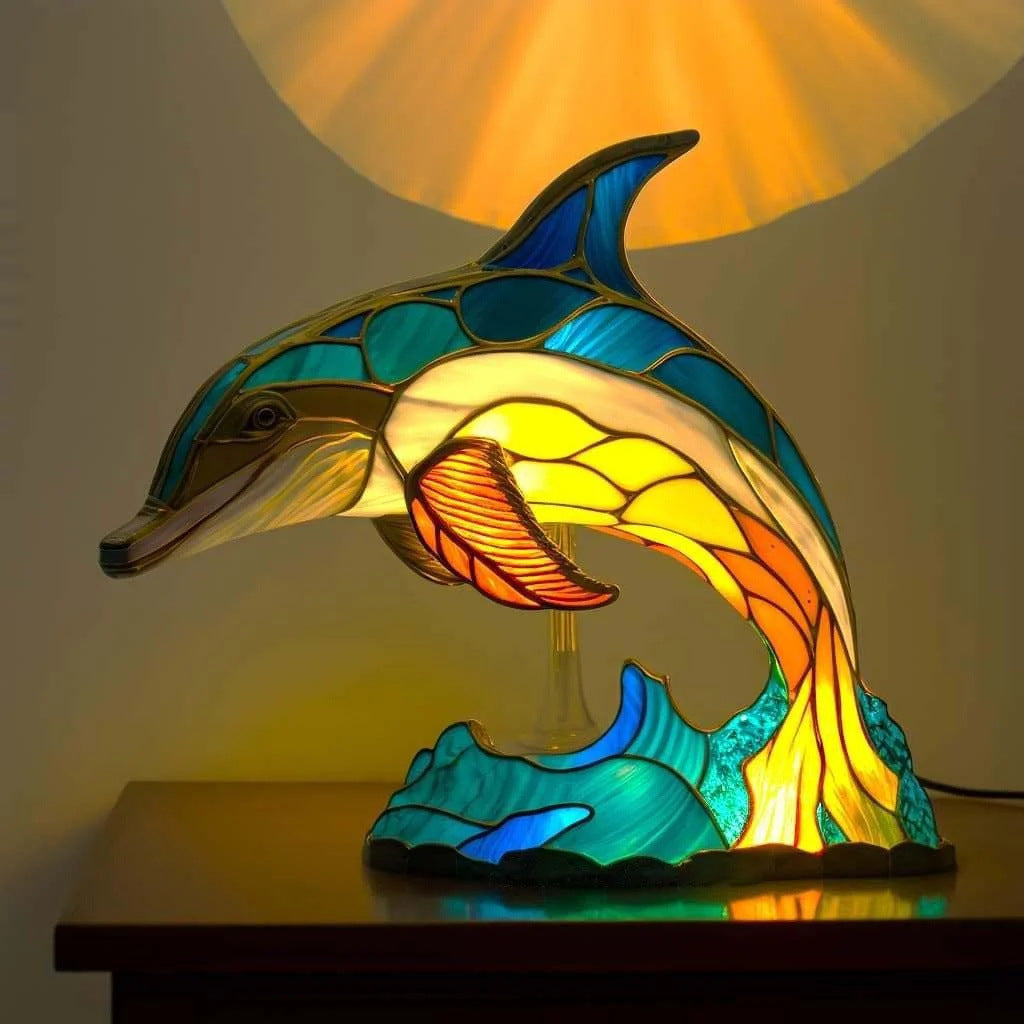Marin – Magical Dolphin Lamp in Colored Glass