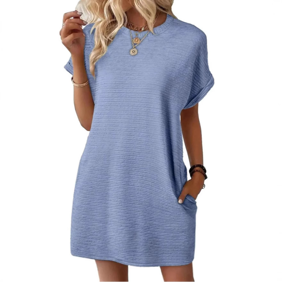 Evasha | Casual Round Neck Summer Dress