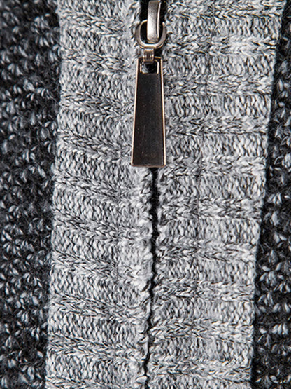 Camden | Zip Up Faux Suede Patchwork Sweater