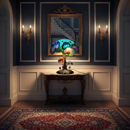 Chic Bohemian Floral Lamp with Mushrooms