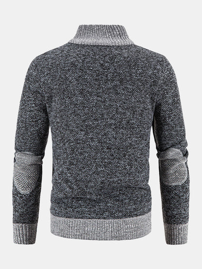 Camden | Zip Up Faux Suede Patchwork Sweater