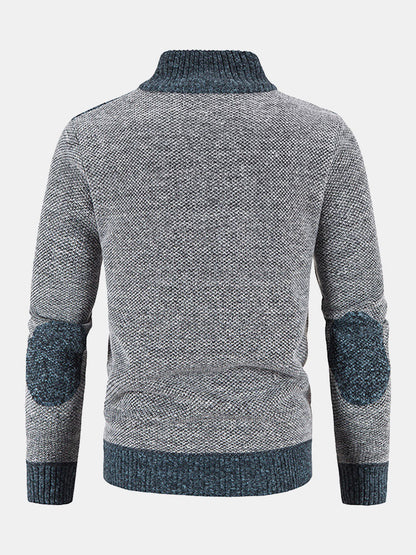 Camden | Zip Up Faux Suede Patchwork Sweater