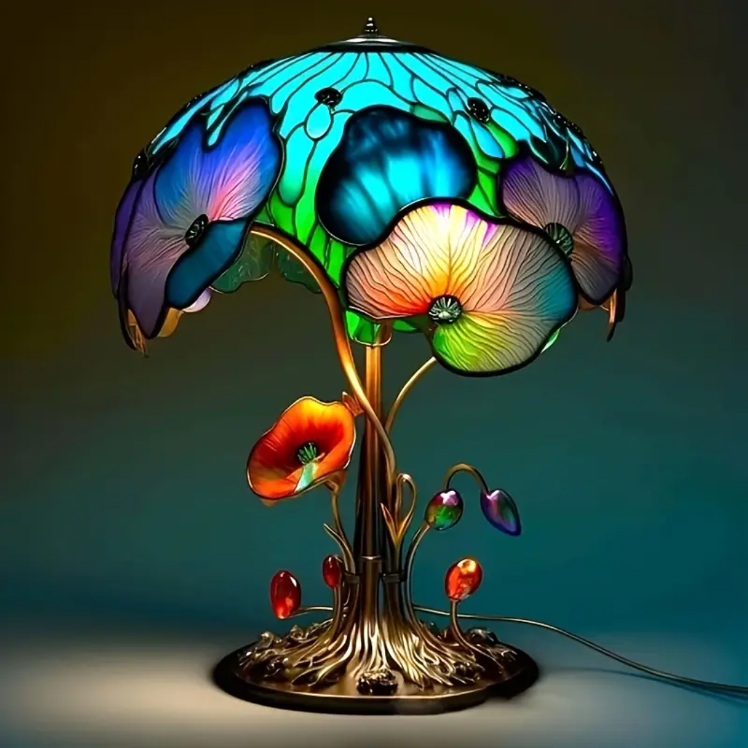 Chic Bohemian Floral Lamp with Mushrooms