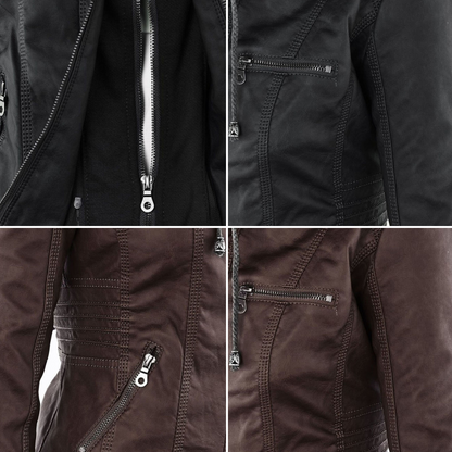 Odessa | Waterproof Leather Jacket with Hood