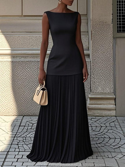 Lavish | Sleeveless Pleated Maxi Dress