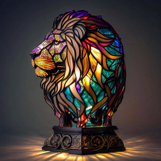 Minette – Magical Lion Lamp in Colored Glass