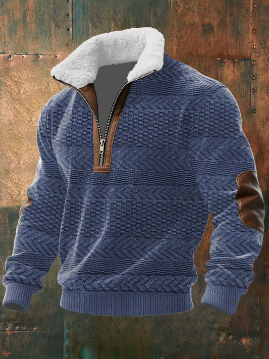 Warwick - Zip-Up Sweater with a High Fur-Trimmed Collar