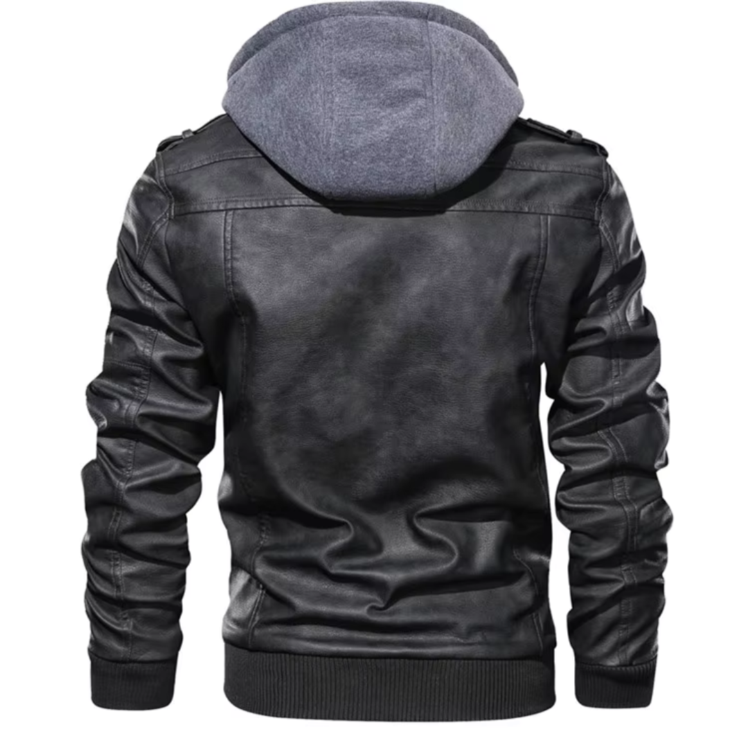 Jareth™ | Leather Motorcycle Jacket with Hood