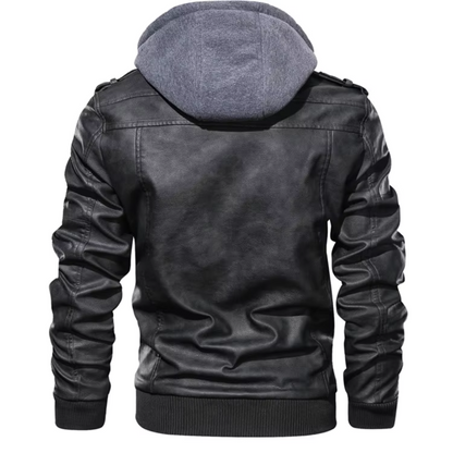 Jareth™ | Leather Motorcycle Jacket with Hood