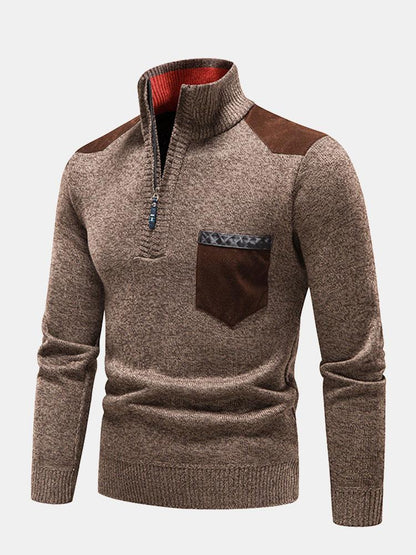 Marlou | Contrast Pocket Panel Half Zip Jumper