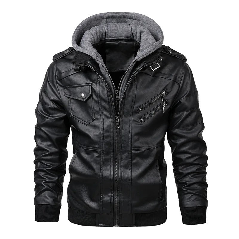 Jareth™ | Leather Motorcycle Jacket with Hood