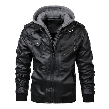 Jareth™ | Leather Motorcycle Jacket with Hood