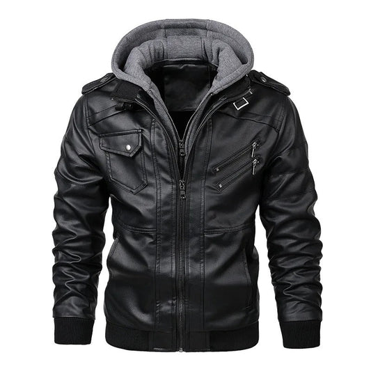 Jareth™ | Leather Motorcycle Jacket with Hood
