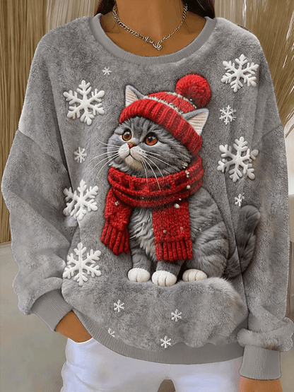Cute Christmas Hoodie for Women in Cat Style