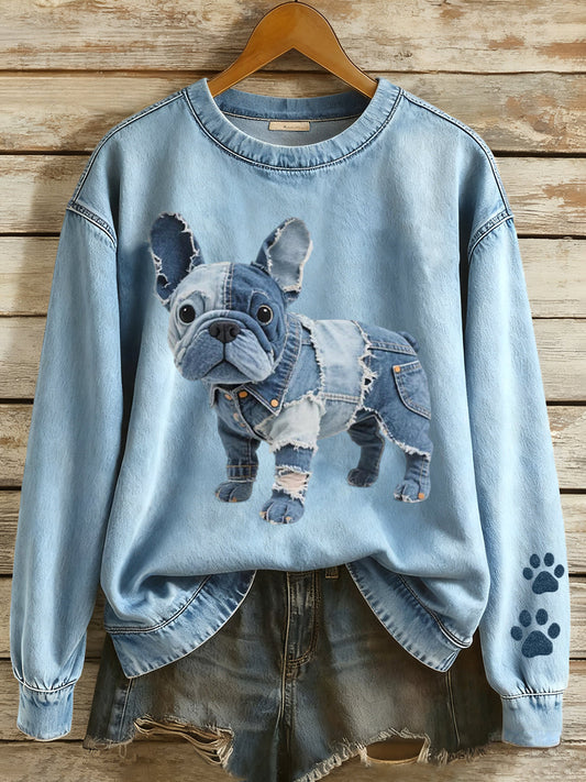 French Bulldog Patchwork Sweatshirt for Women